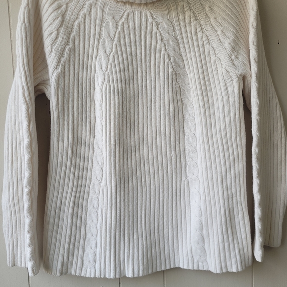 Liz Claiborne Cable Knit Turtleneck Sweater White Sz L - Picture 4 of 14